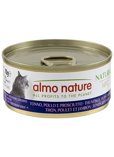 Almo Nature Cat Adult HFC Natural Κονσέρβα Τόνος, Κοτόπουλο & Ζαμπόν 70gr