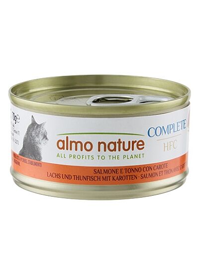 Almo Nature Cat Adult HFC Complete Κονσέρβα Σολομός, Τόνος & Καρότο 70gr