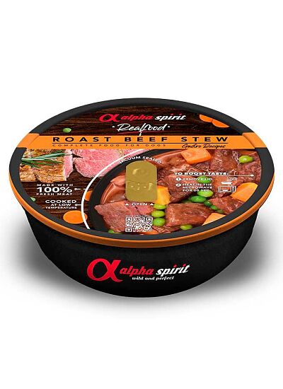 Alpha Spirit Real Dog Food Μαγειρευτό Με Μοσχάρι 280gr