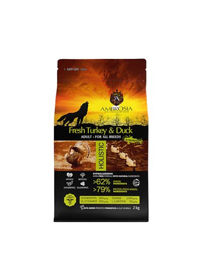 Ambrosia Grain Free Adult Fresh Turkey & Duck 2Kg