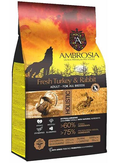 Ambrosia Grain Free Adult Sensitive Fresh Turkey & Rabbit 12Kg