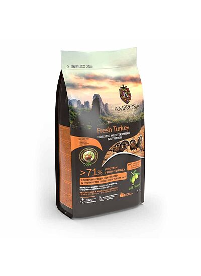 Ambrosia Mediterranean Diet Grain Free Senior Light & Sterilized Fresh Turkey 5kg