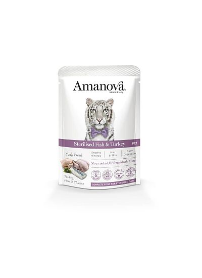 Amanova Cat Sterilised White Fish & Turkey Φακελάκι 85gr