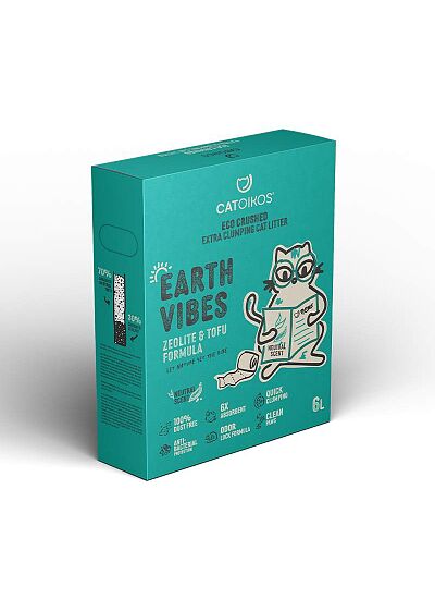 Catoikos Earth Vibes Tofu & Zeolite Neutral Βιοδιασπώμενο Υπόστρωμα Υγιεινής για Γάτες 6L (2.5Kg)