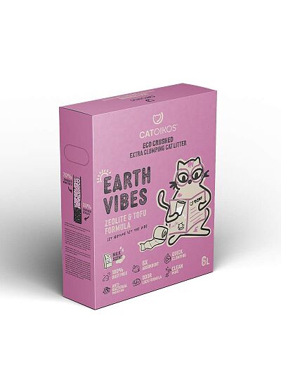 Catoikos Earth Vibes Tofu & Zeolite Milk Scent Βιοδιασπώμενο Υπόστρωμα Υγιεινής για Γάτες 6L (2.5Kg)