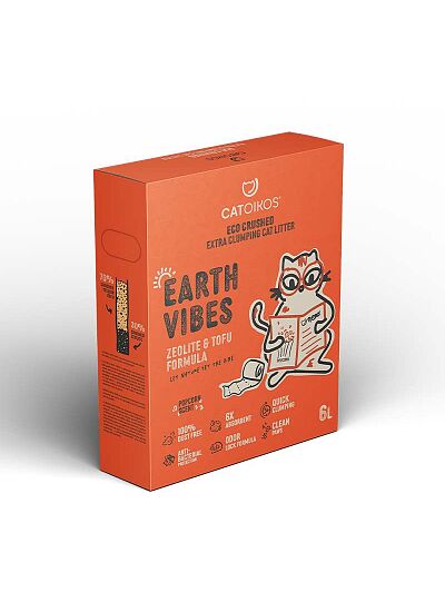 Catoikos Earth Vibes Tofu & Zeolite Popcorn Scent Βιοδιασπώμενο Υπόστρωμα Υγιεινής για Γάτες 6L (2.5Kg)