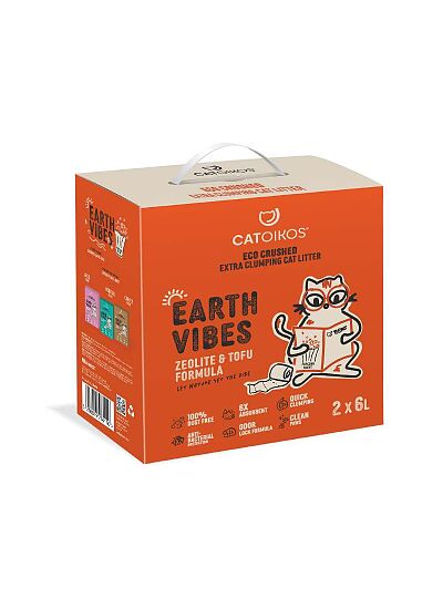 Catoikos Earth Vibes Tofu & Zeolite Popcorn Scent Βιοδιασπώμενο Υπόστρωμα Υγιεινής για Γάτες 12L (5Kg)