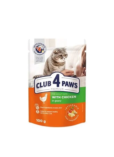 Club 4 Paws Cat Adult Φακελάκι Με Κοτόπουλο Σε Σάλτσα 85gr