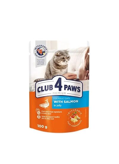 Club 4 Paws Cat Adult Φακελάκι Με Σολομό Σε Ζελέ 100gr