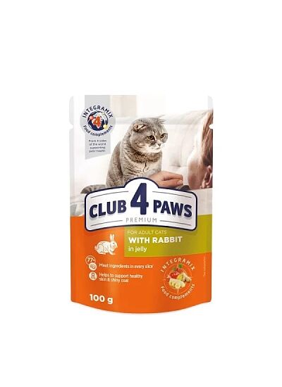 Club 4 Paws Cat Adult Φακελάκι Με Κουνέλι Σε Ζελέ 85gr