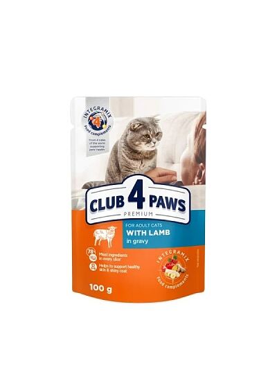 Club 4 Paws Cat Adult Φακελάκι Με Αρνί Σε Σάλτσα 85gr