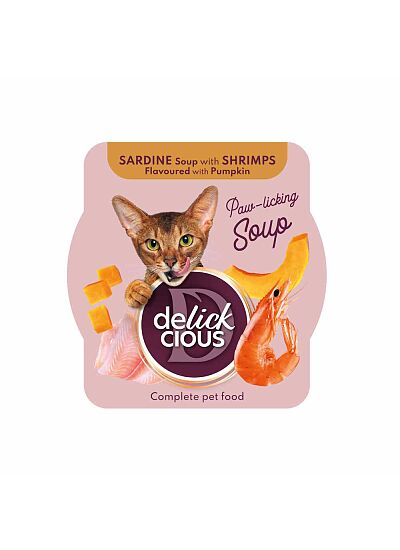 Delickcious Cat Σούπα με Σαρδέλες Γαρίδες και Κολοκύθα 80gr