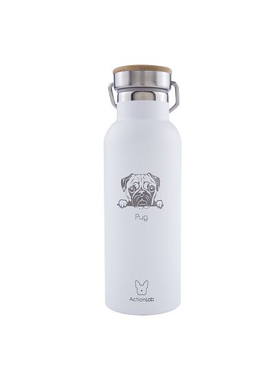 Eco Life Bamboo Thermos Bottle Λευκό Pug 500ml