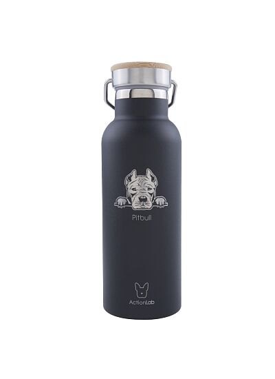 Eco Life Bamboo Thermos Bottle Pitbull Μαύρο 500ml