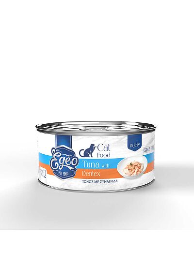 Egeo Υγρή Τροφή Adult Grain Free Γάτας Τόνος Με Συναγρίδα Σε Ζελέ 85gr