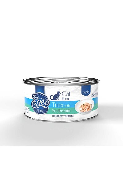 Egeo Υγρή Τροφή Adult Grain Free Γάτας Τόνος Με Τσιπούρα Σε Ζελέ 85gr