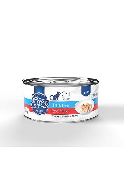 Egeo Υγρή Τροφή Adult Grain Free Γάτας Τόνος Με Μπαρμπούνι Σε Ζελέ 85gr