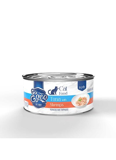 Egeo Υγρή Τροφή Adult Grain Free Γάτας Τόνος Με Γαρίδες Σε Ζελέ 85gr