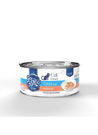 Egeo Υγρή Τροφή Adult Grain Free Γάτας Τόνος Με Σολομό Σε Ζελέ 85gr