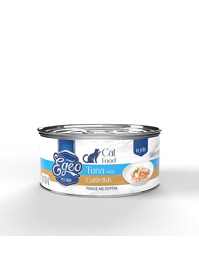 Egeo Υγρή Τροφή Adult Grain Free Γάτας Τόνος Με Σουπιά Σε Ζελέ 85gr