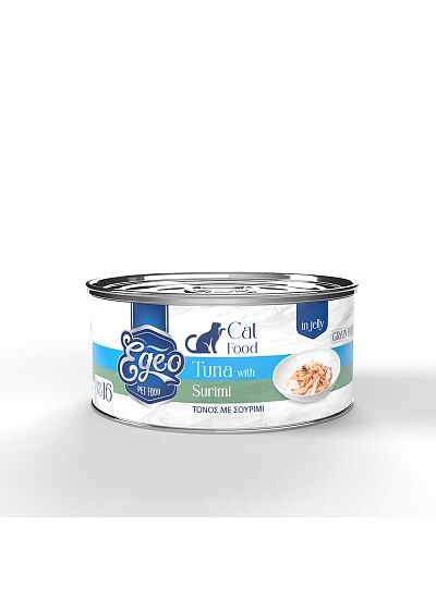 Egeo Υγρή Τροφή Adult Grain Free Γάτας Τόνος Με Σουρίμι Σε Ζελέ 85gr