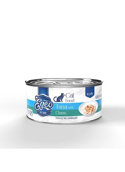 Egeo Υγρή Τροφή Adult Grain Free Γάτας Τόνος Με Αχιβάδες Σε Ζελέ 85gr