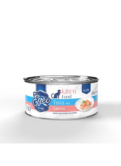 Egeo Υγρή Τροφή Kitten Grain Free Τόνος Με Σολωμό Σε Ζελέ 85gr