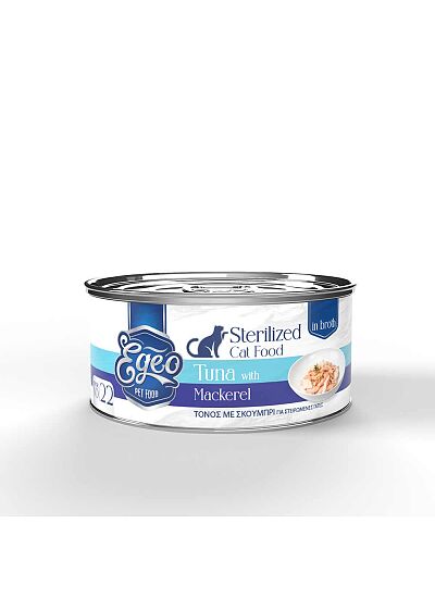 Egeo Υγρή Τροφή Sterilized Φιλέτο Τόνου με Σκουμπρι Σε Ζωμό 70gr