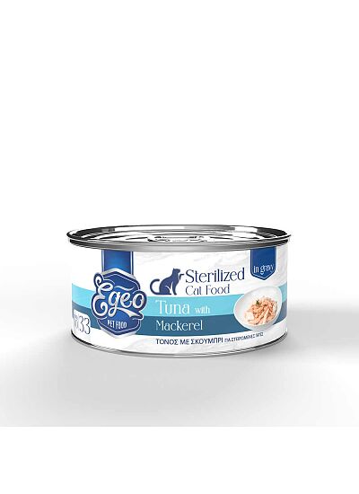 Egeo Υγρή Τροφή Sterilized Φιλέτο Τόνου Με Σκουμπρί Σε Σάλτσα 70gr