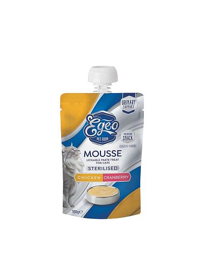 Egeo Cat Sterilized Mousse Με Κοτόπουλο & Κράνμπερι 100gr