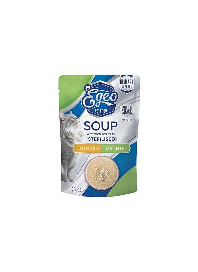 Egeo Cat Sterilised Σούπα Με Κοτόπουλο & Catnip για Υποστήριξη Ουροποιητικού 85ml