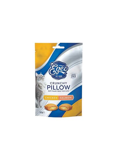 Egeo Crunchy Pillow Snack Γάτας Με Γέμιση Κοτόπουλο & Σολομό 60gr