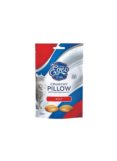 Egeo Crunchy Pillow Snack Γάτας Με Γέμιση Βοδινό 60gr