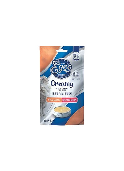 Egeo Cat Sterilised Λιχουδιά Σε Κρέμα Με Σολομό & Κράνμπερι (5x15gr)