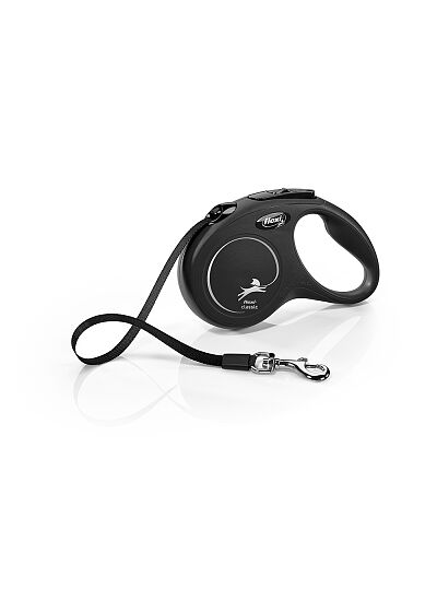 Flexi New Classic Πτυσσόμενο Λουρί/Οδηγός Σκύλου Ιμάντας Μαύρος