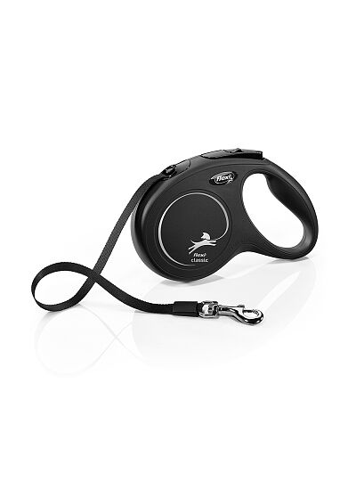 Flexi New Classic Πτυσσόμενο Λουρί/Οδηγός Σκύλου Ιμάντας Μαύρος