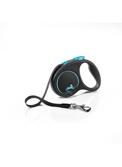 Flexi Black Design Πτυσσόμενο Λουρί/Οδηγός Σκύλου Ιμάντας Μπλέ 5m