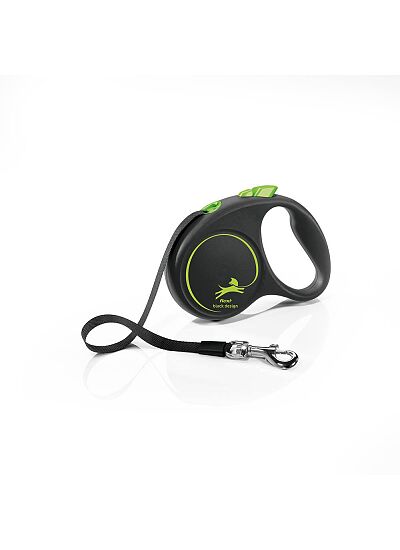 Flexi Black Design Πτυσσόμενο Λουρί/Οδηγός Σκύλου Ιμάντας Πράσινος 5m