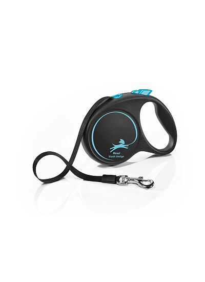 Flexi Black Design Πτυσσόμενο Λουρί/Οδηγός Σκύλου Ιμάντας Μπλέ 5m