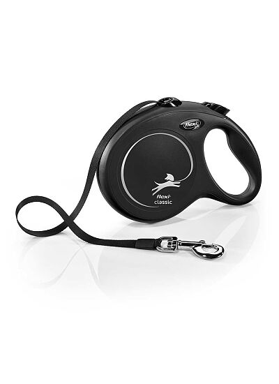 Flexi New Classic Πτυσσόμενο Λουρί/Οδηγός Σκύλου Ιμάντας Μαύρο 8m