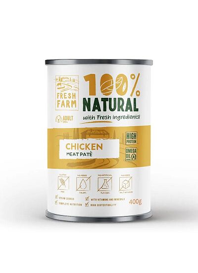 Fresh Farm 100% Natural Dog Adult Πατέ Κοτόπουλο 400gr