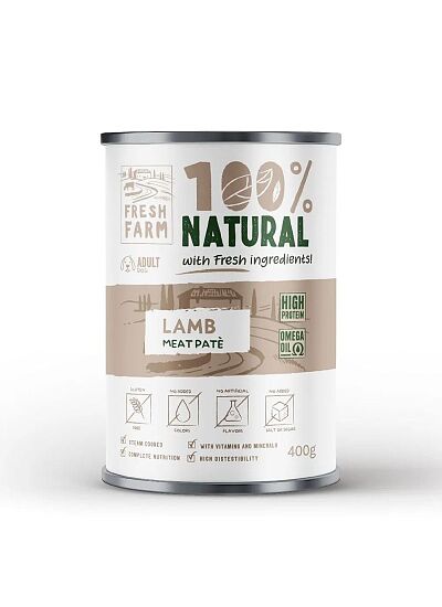 Fresh Farm 100% Natural Dog Adult Πατέ Αρνί 400gr