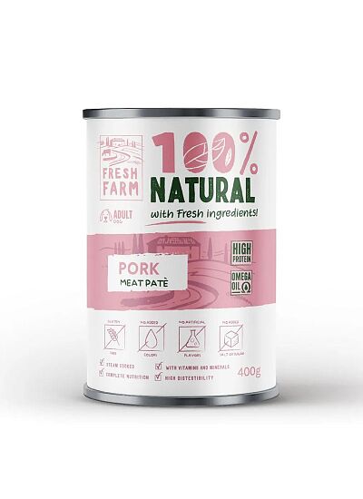 Fresh Farm 100% Natural Dog Adult Πατέ Χοιρινό 400gr