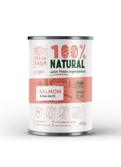Fresh Farm 100% Natural Dog Adult Πατέ Σολομός 400gr
