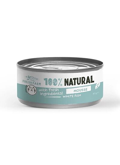 Fresh Farm 100% Natural Cat Mousse Λευκά Ψάρια 85g