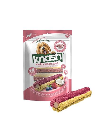 Knash Λιχουδιές Σκύλου για Ζωντάνια με Μύρτιλο, Παντζάρι & Λάδι Καρύδας 182gr