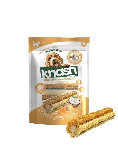 Knash Λιχουδιές Σκύλου για Καλύτερη Πέψη με Κολοκύθα, Τζίντζερ & Λάδι Καρύδας 182gr