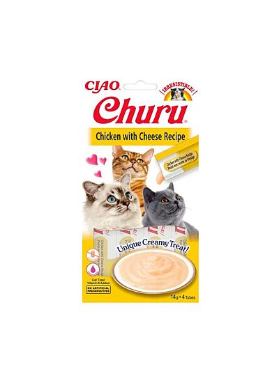 Ciao Churu Λιχουδιά σε Κρέμα με Γεύση Κοτόπουλο & Τυρί για Γάτες (4x14gr)
