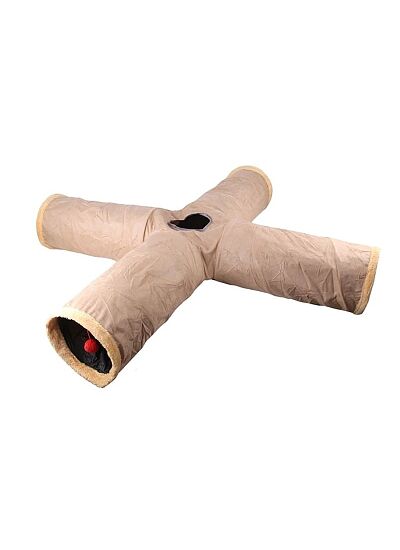 Madpet Τούνελ Γάτας Σουέτ 4 Εξόδων Μπεζ 25x110x110cm