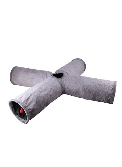 Madpet Τούνελ Γάτας Σουέτ 4 Εξόδων Γκρι 25x110x110cm